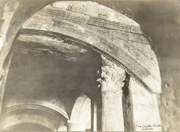 From the IAA Hamilton collection. Inside the "Double Gate" of the southern wall of the Temple Mount. It is clearly the same arch in the picture taken by the American Colony photographer.