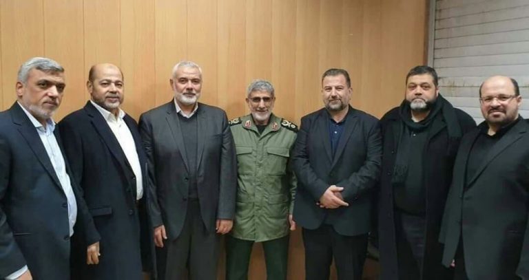 פגישה בטהראן - ראשי ציר ההתנגדות בראשות איראן: מפקד כח אל קודס החדש קאני, אימעיל הנייה וזיאד נחלאה